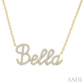 1/4 Ctw 'Bella' Script Name Round Cut Diamond Necklace in 10K Yellow Gold